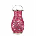 Northlight Seasonal Modern Fuschia Pink Decorative Woven Iron Pillar Candle Lantern with Glass Hurricane 31580102